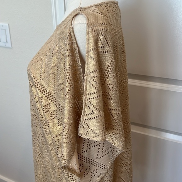 LILLY PULITZER Jerrica Mini Caftan Coverup S/M Gold Foiled Lace Tassels - Picture 5 of 7